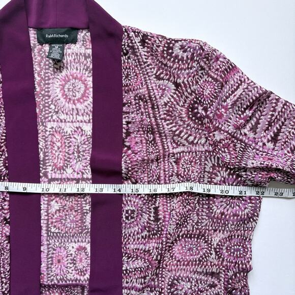 R&M RICHARDS Open Front Layering Cardigan Size 12 | Textured Sheer Purple Pink - Picture 10 of 11